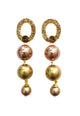 Brinco Ravena Glam: com Pérolas Rosê e Verdes no Dourado | Sahara Acessórios