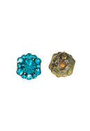 Brinco Noir pequeno de pedras blue zircon banhado no ouro velho