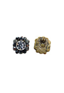 Brinco Yonara: Pequeno e Delicado com Pedras Cristal e Hematite no Ouro Velho | Bijuteria Fina