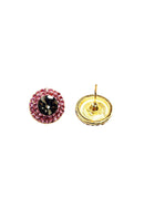 Brinco Vick Pétala redondo rosa e black diamond banhado no dourado