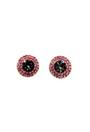 Brinco Vick Pétala redondo rosa e black diamond banhado no dourado
