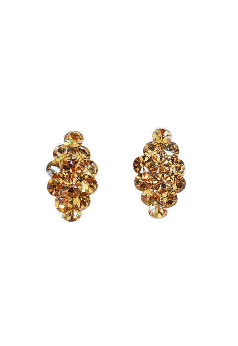 Brinco Ágata Gold: Pequeno com Strass Light Colorado Topaz no Dourado | Favorito das Saharetes
