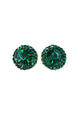 Brinco Vick Carmelita redondo com strass verde esmeralda banhado no dourado