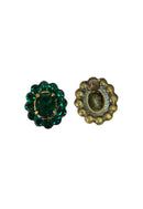 Brinco Jadeíta: Elegante Oval com Pedras Verde Esmeralda no Ouro Velho | Sahara Acessórios