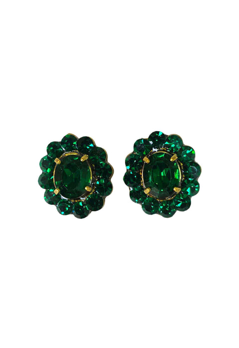 Brinco Jadeíta: Elegante Oval com Pedras Verde Esmeralda no Ouro Velho | Sahara Acessórios