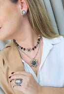 Brinco Vick Ligia prata com pedras hematite black diamond e cristal