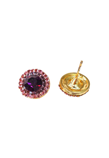 Brinco Vick Paola: Elegante com Pedras Rosa e Ametista no Dourado | Design By Sahara