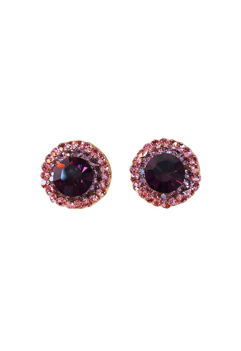 Brinco Vick Paola: Elegante com Pedras Rosa e Ametista no Dourado | Design By Sahara