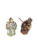 Brinco Bruna: Elegante Oval com Pedras Opala e Strass Cristal no Vintage | Estilo Vintage Chic