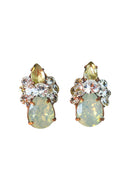 Brinco Bruna: Elegante Oval com Pedras Opala e Strass Cristal no Vintage | Estilo Vintage Chic