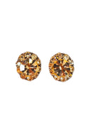 Brinco Rania oval de strass pêssego banhado no vintage