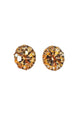 Brinco Rania oval de strass pêssego banhado no vintage