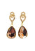 Brinco Taciana classico de gota marrom com rose banhado no dourado