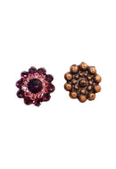 Brinco Redondo Premier com Pedras Ametista e Rosa Vintage - Bijuteria Fina