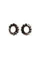 Brinco Naomi oval com pedras brancas e strass hematite banhado no vintage