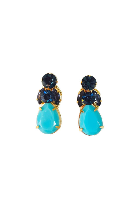 Brinco Rios de pedras azuis banhado no dourado