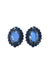 Brinco Orlandia oval com pedras azuis banhado no grafite
