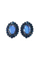 Brinco Orlandia oval com pedras azuis banhado no grafite