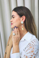 Brinco Paulina Glam de perolas e cristal banhado no dourado