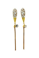 Brinco Musa de gota cristal e franjas douradas