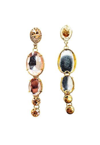 Brinco Laura com pedras pêssego banhado no dourado