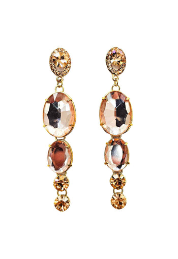 Brinco Laura com pedras pêssego banhado no dourado