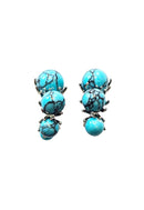 Brinco de argola Vera com pedras azul turquesa banhada no prata