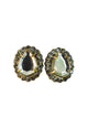 Brinco Arlete oval com pedras black diamond banhado no ouro velho