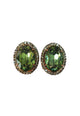 Brinco Gonzalez oval de pedras verde e black diamond banhado no vintage