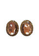 Brinco Zuleide: Elegante Oval com Pedras Marrons no Vintage | Design By Sahara