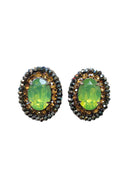 Brinco Isaura: Elegante Oval com Pedras Menta e Marrom no Prata | Peça Exclusiva