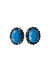 Brinco Melodia oval de pedras azul banhado no ouro velho