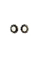 Brinco Fascínio oval com pedras brancas e hematite banhado no ouro velho