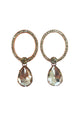 Brinco Lambrusco oval com strass e pedras black diamond banhado no vintage