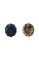 Brinco Dandara oval com strass azul banhado no ouro velho