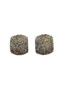 Brinco Estela retangular com pedras black diamond banhado no prata