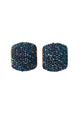 Brinco Estela retangular com pedras azul montana banhado no vintage