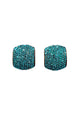 Brinco Estela retangular com pedras blue zircon banhado no vintage