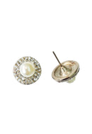 Brinco Vick Gobi de perolas com strass cristal banhado no prata