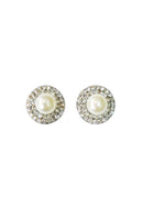 Brinco Vick Gobi de perolas com strass cristal banhado no prata
