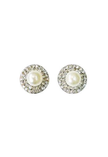 Brinco Vick Gobi de perolas com strass cristal banhado no prata