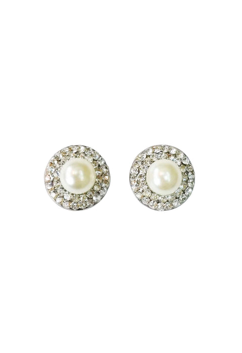 Brinco Vick Gobi de perolas com strass cristal banhado no prata