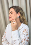 Brinco Solaris Silver de metal banhado no prata