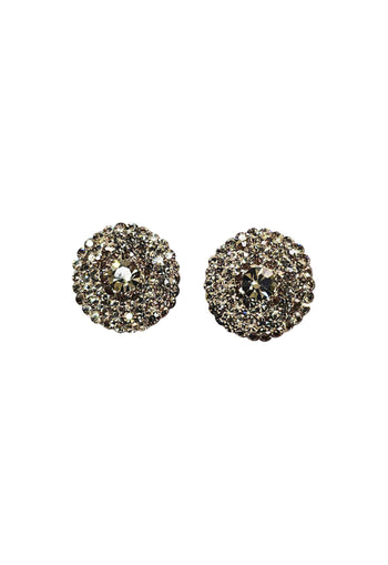 Brinco Irresistível redondo com pedras black diamond banhado no prata