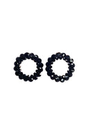 Brinco Georgina de argola com pedras pretas banhado no vintage