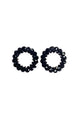 Brinco Georgina de argola com pedras pretas banhado no vintage
