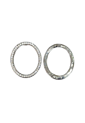 Brinco Ponche oval com strass cristal banhado no grafite