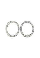 Brinco Ponche oval com strass cristal banhado no grafite
