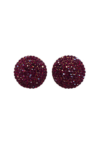 Brinco Duna Glam: Redondo com Strass Vermelho Banhado no Vintage | Look Glamouroso