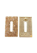 Brinco Maria Eugênia: Retangular com Strass Pêssego Banhado no Dourado | Design Exclusivo